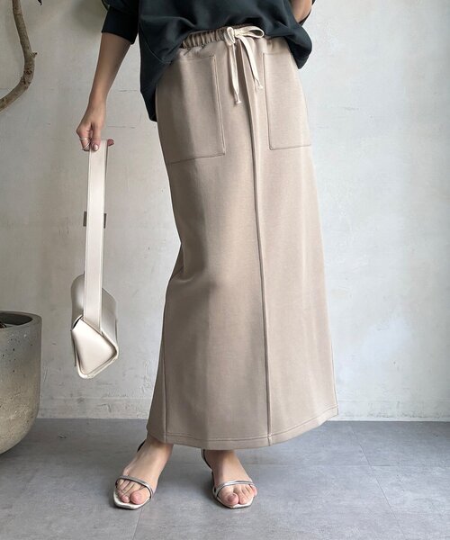 DouDou（ドゥドゥ）の「コットンダンボールタイトスカート（スカート・レディース・ベージュ/グレー/ブラック・FREE）」の3枚目の写真