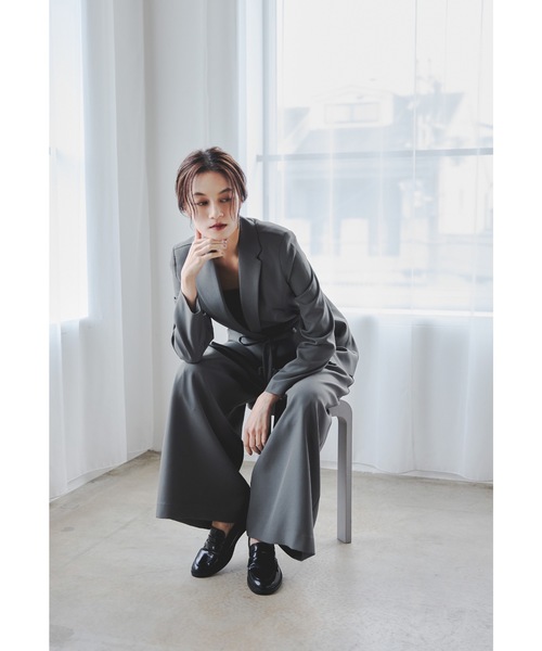 リボンジャケットパンツスーツ 2点セット レディース セットアップ