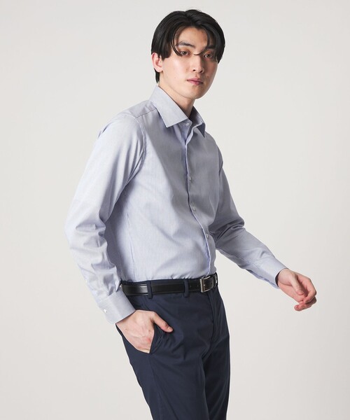 A DAY IN THE LIFE UNITED ARROWS(アデイインザライフユナイテッドアローズ)の「ツイル ストライプ セミワイドカラーシャツ-イージーケア-<A DAY IN THE LIFE>(シャツ/ブラウス・メンズ・ロイヤルブルー・38cm/40cm/39cm/41cm/37cm/42cm)」の1枚目の写真