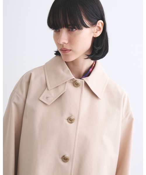 Traditional Weatherwear(トラディショナルウェザーウェア)の「LINTON SHORT(ステンカラーコート・レディース・ベージュ系その他/ネイビー・32)」の7枚目の写真