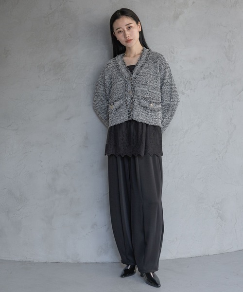 A part by（アパートバイ）の「フリンジツイードニットVネックカーディガン（カーディガン/ボレロ・レディース・オフホワイト/ブルー/ブラック系その他2・FREE）」の11枚目の写真