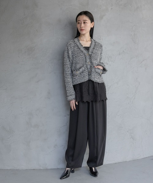 A part by（アパートバイ）の「フリンジツイードニットVネックカーディガン（カーディガン/ボレロ・レディース・オフホワイト/ブルー/ブラック系その他2・FREE）」の13枚目の写真