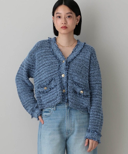 A part by（アパートバイ）の「フリンジツイードニットVネックカーディガン（カーディガン/ボレロ・レディース・オフホワイト/ブルー/ブラック系その他2・FREE）」の4枚目の写真