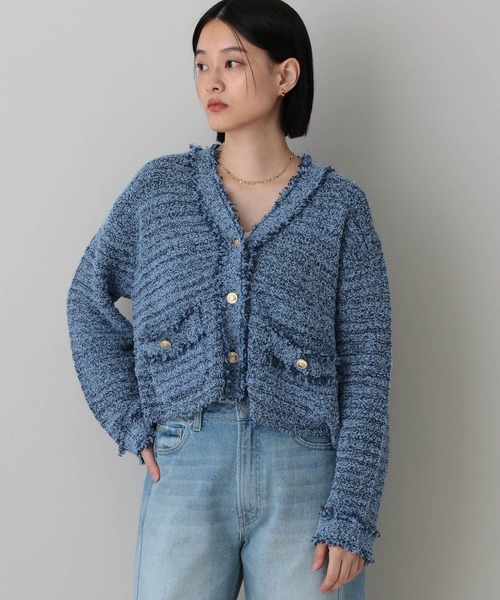 A part by（アパートバイ）の「フリンジツイードニットVネックカーディガン（カーディガン/ボレロ・レディース・オフホワイト/ブルー/ブラック系その他2・FREE）」の5枚目の写真