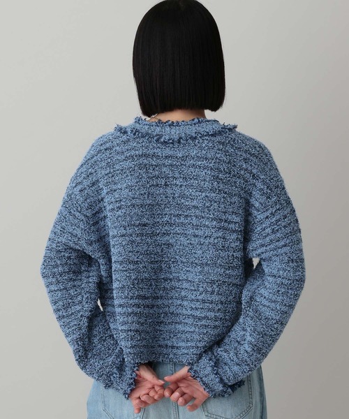 A part by（アパートバイ）の「フリンジツイードニットVネックカーディガン（カーディガン/ボレロ・レディース・オフホワイト/ブルー/ブラック系その他2・FREE）」の8枚目の写真