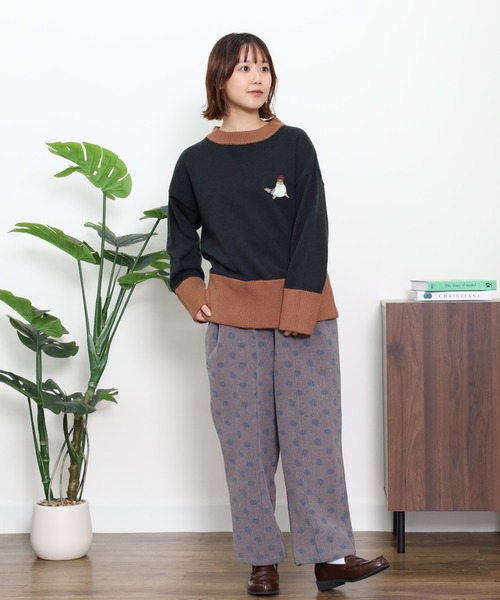 Emago(イマゴ)の「EMAGO ドット柄ニードルパンチパンツ(その他パンツ・レディース・チャコールグレー/グリーン/ブラウン・FREE)」の9枚目の写真