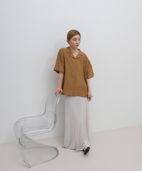 select MOCA(セレクトモカ)の「【ZOZO限定】ハーフスリーブシアーシャツ(シャツ/ブラウス・レディース・モカ/チャコールグレー/グレイッシュベージュ・FREE)」の11枚目の写真