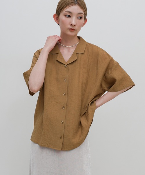 select MOCA(セレクトモカ)の「【ZOZO限定】ハーフスリーブシアーシャツ(シャツ/ブラウス・レディース・モカ/チャコールグレー/グレイッシュベージュ・FREE)」の7枚目の写真