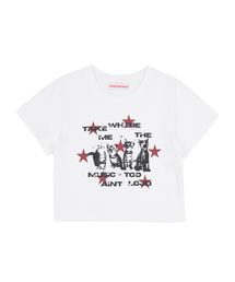 キャットスターロゴクロップTシャツホワイト
