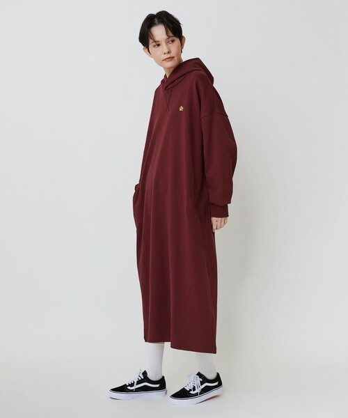 FRAPBOIS PARK(フラボアパーク)の「フーディワンピ(ワンピース・レディース・ワイン/チャコールグレー・1)」の16枚目の写真