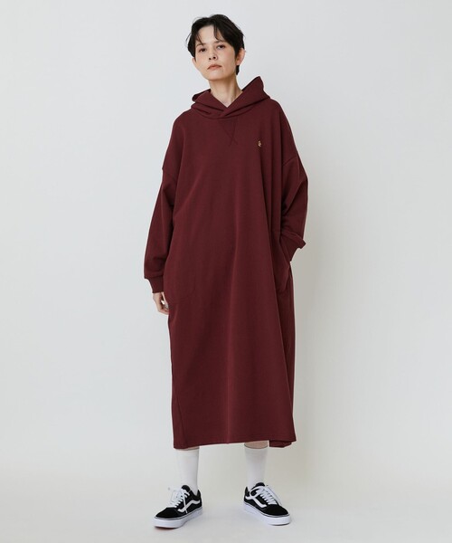 FRAPBOIS PARK(フラボアパーク)の「フーディワンピ(ワンピース・レディース・ワイン/チャコールグレー・1)」の18枚目の写真