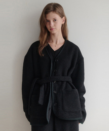 LENAV（ルナブ）の「コージーウールフリースベルトジャケット(ブラック)（その他アウター）」