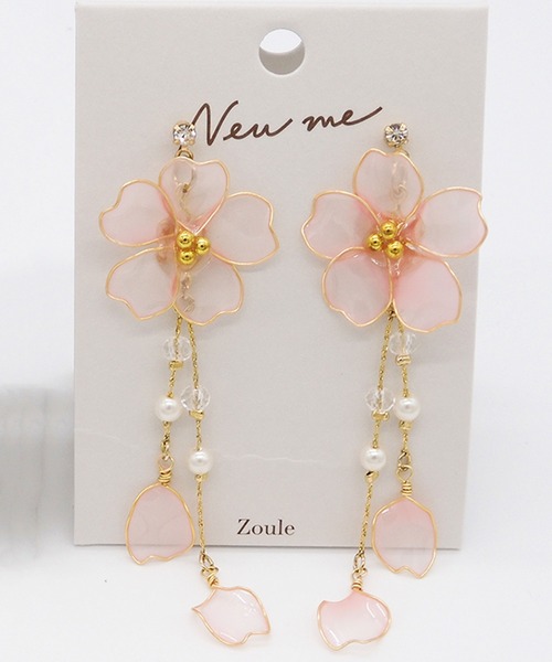 Zoule(ゾーラ)の「Zoule ゾーラ:”New me”シリーズ sakura dip 桜 さくら サクラ ピアス(ピアス(両耳用)・レディース・ピンク/ホワイト・FREE)」の9枚目の写真