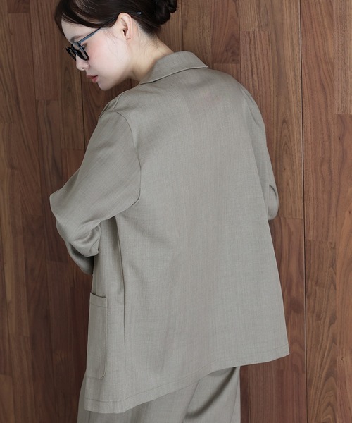 J by blue（ジェイバイブルー）の「テーラードジャケット×ワイドパンツ リネンライクセットアップ（セットアップ・レディース・モカ/グレー・MEDIUM）」の11枚目の写真