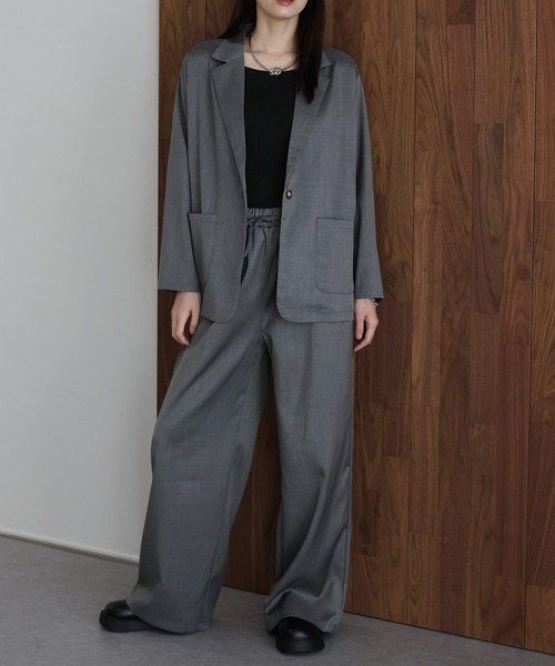 J by blue（ジェイバイブルー）の「テーラードジャケット×ワイドパンツ リネンライクセットアップ（セットアップ・レディース・モカ/グレー・MEDIUM）」の18枚目の写真