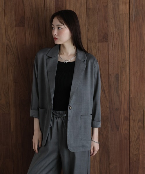 J by blue（ジェイバイブルー）の「テーラードジャケット×ワイドパンツ リネンライクセットアップ（セットアップ・レディース・モカ/グレー・MEDIUM）」の21枚目の写真