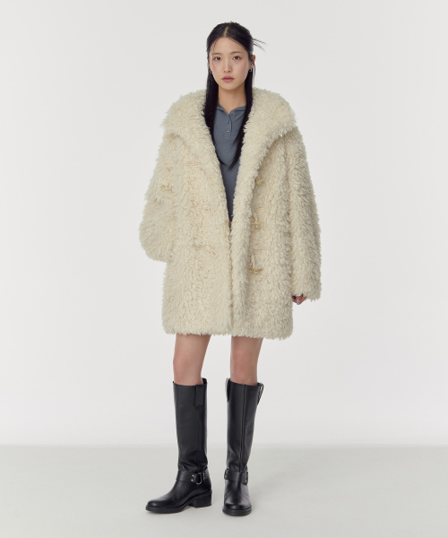 MUSINSA STANDARD WOMAN（ムシンサスタンダードウーマン）の「ウィメンズフェイクシアリングダッフルコート[クリーム]（チェスターコート・レディース・その他・M/S）」の2枚目の写真