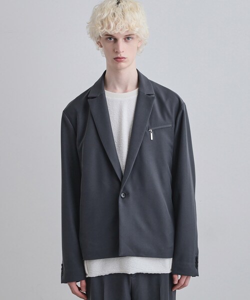 tk.TAKEO KIKUCHI（ティーケータケオキクチ）の「【セットアップ対応】クロップドジャケット（テーラードジャケット・メンズ・ブラック/グレー・02/03）」の4枚目の写真
