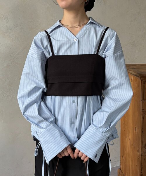 Thevon（ゼボン）の「ビスチェ×袖リボンシャツ（シャツ/ブラウス・レディース・ブルー/アイボリー/ピンク・FREE）」の13枚目の写真