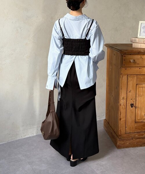 Thevon（ゼボン）の「ビスチェ×袖リボンシャツ（シャツ/ブラウス・レディース・ブルー/アイボリー/ピンク・FREE）」の17枚目の写真