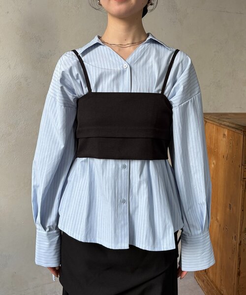 Thevon（ゼボン）の「ビスチェ×袖リボンシャツ（シャツ/ブラウス・レディース・ブルー/アイボリー/ピンク・FREE）」の19枚目の写真