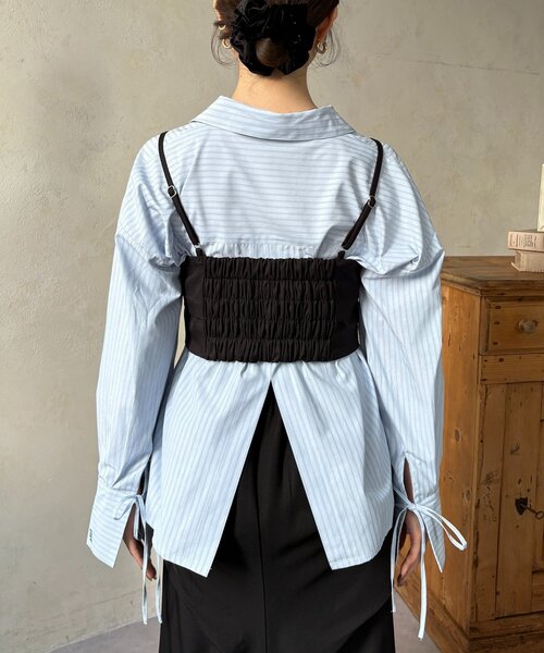 Thevon（ゼボン）の「ビスチェ×袖リボンシャツ（シャツ/ブラウス・レディース・ブルー/アイボリー/ピンク・FREE）」の20枚目の写真