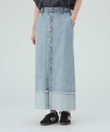 ターンバック デニム ボタンスカート
