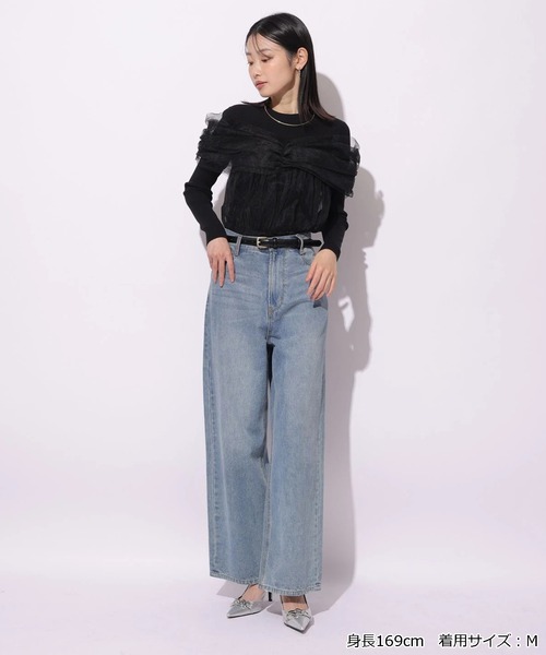 Mystrada(マイストラーダ)の「チュールペプラムドッキングニット(ニット/セーター・レディース・ブラック/ピンクベージュ/オフホワイト・38)」の10枚目の写真