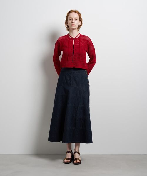 LANVIN en Bleu（ランバンオンブルー）の「レースニットカーディガン（ニット/セーター・レディース・ブラック/オフホワイト/レッド・38）」の4枚目の写真