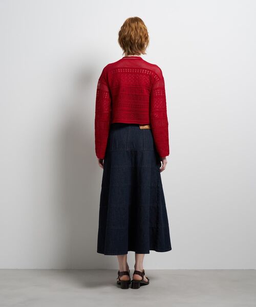 LANVIN en Bleu（ランバンオンブルー）の「レースニットカーディガン（ニット/セーター・レディース・ブラック/オフホワイト/レッド・38）」の6枚目の写真