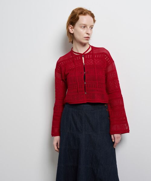 LANVIN en Bleu（ランバンオンブルー）の「レースニットカーディガン（ニット/セーター・レディース・ブラック/オフホワイト/レッド・38）」の7枚目の写真
