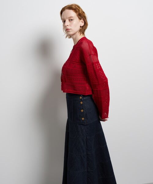 LANVIN en Bleu（ランバンオンブルー）の「レースニットカーディガン（ニット/セーター・レディース・ブラック/オフホワイト/レッド・38）」の8枚目の写真