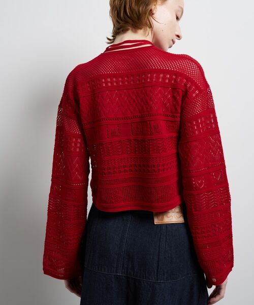 LANVIN en Bleu（ランバンオンブルー）の「レースニットカーディガン（ニット/セーター・レディース・ブラック/オフホワイト/レッド・38）」の9枚目の写真