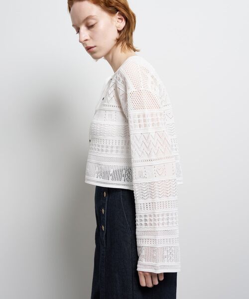 LANVIN en Bleu（ランバンオンブルー）の「レースニットカーディガン（ニット/セーター・レディース・ブラック/オフホワイト/レッド・38）」の16枚目の写真