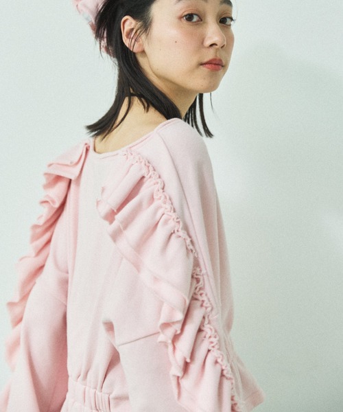 MIRROR STOKE(ミラーストーク)の「【ZOZO限定】FRILL DOLMAN GATHER SWEAT SHIRT/フリルドルマンギャザースウェットシャツ(スウェット・レディース・ネイビー/ピンク/グレー・MEDIUM)」の6枚目の写真