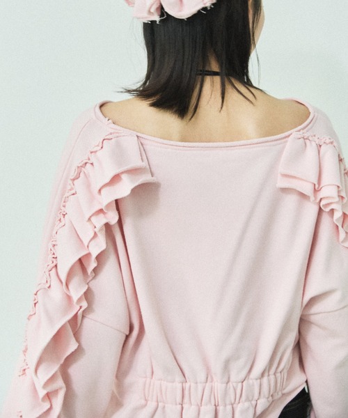 MIRROR STOKE(ミラーストーク)の「【ZOZO限定】FRILL DOLMAN GATHER SWEAT SHIRT/フリルドルマンギャザースウェットシャツ(スウェット・レディース・ネイビー/ピンク/グレー・MEDIUM)」の7枚目の写真