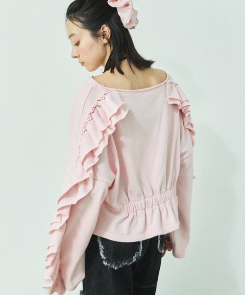 MIRROR STOKE(ミラーストーク)の「【ZOZO限定】FRILL DOLMAN GATHER SWEAT SHIRT/フリルドルマンギャザースウェットシャツ(スウェット・レディース・ネイビー/ピンク/グレー・MEDIUM)」の10枚目の写真
