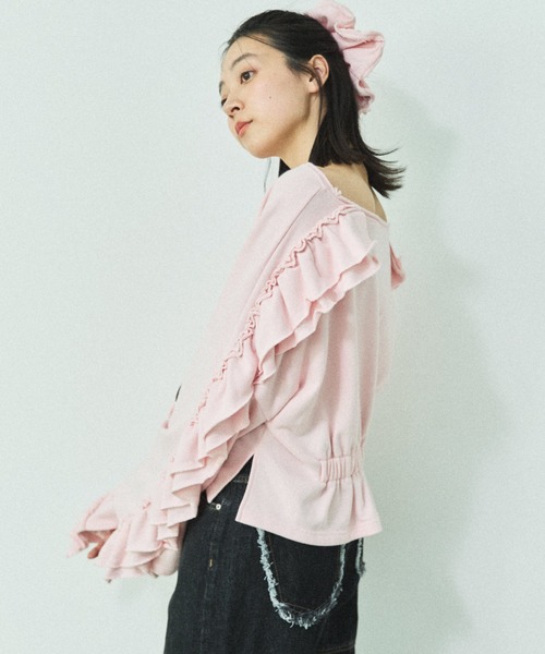 MIRROR STOKE(ミラーストーク)の「【ZOZO限定】FRILL DOLMAN GATHER SWEAT SHIRT/フリルドルマンギャザースウェットシャツ(スウェット・レディース・ネイビー/ピンク/グレー・MEDIUM)」の9枚目の写真