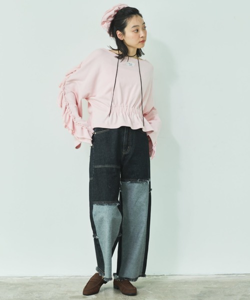 MIRROR STOKE(ミラーストーク)の「【ZOZO限定】FRILL DOLMAN GATHER SWEAT SHIRT/フリルドルマンギャザースウェットシャツ(スウェット・レディース・ネイビー/ピンク/グレー・MEDIUM)」の11枚目の写真