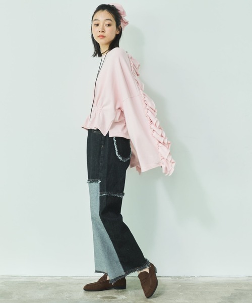 MIRROR STOKE(ミラーストーク)の「【ZOZO限定】FRILL DOLMAN GATHER SWEAT SHIRT/フリルドルマンギャザースウェットシャツ(スウェット・レディース・ネイビー/ピンク/グレー・MEDIUM)」の15枚目の写真
