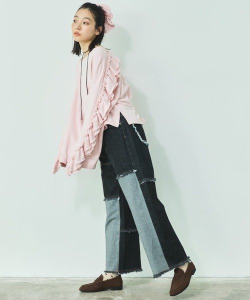 MIRROR STOKE(ミラーストーク)の「【ZOZO限定】FRILL DOLMAN GATHER SWEAT SHIRT/フリルドルマンギャザースウェットシャツ(スウェット・レディース・ネイビー/ピンク/グレー・MEDIUM)」の16枚目の写真