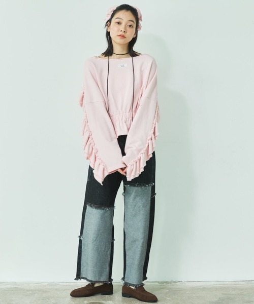 MIRROR STOKE(ミラーストーク)の「【ZOZO限定】FRILL DOLMAN GATHER SWEAT SHIRT/フリルドルマンギャザースウェットシャツ(スウェット・レディース・ネイビー/ピンク/グレー・MEDIUM)」の12枚目の写真
