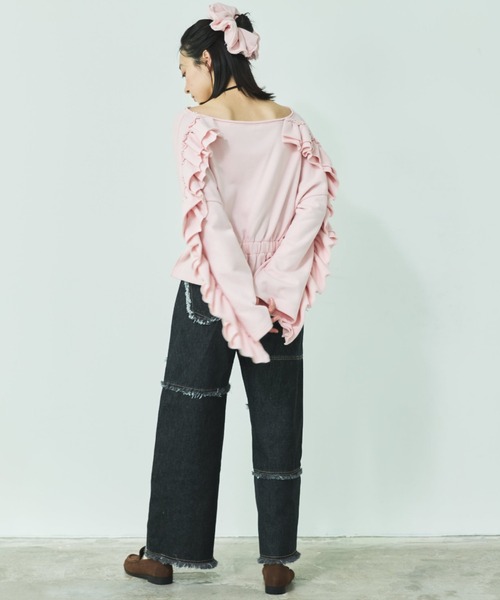 MIRROR STOKE(ミラーストーク)の「【ZOZO限定】FRILL DOLMAN GATHER SWEAT SHIRT/フリルドルマンギャザースウェットシャツ(スウェット・レディース・ネイビー/ピンク/グレー・MEDIUM)」の18枚目の写真
