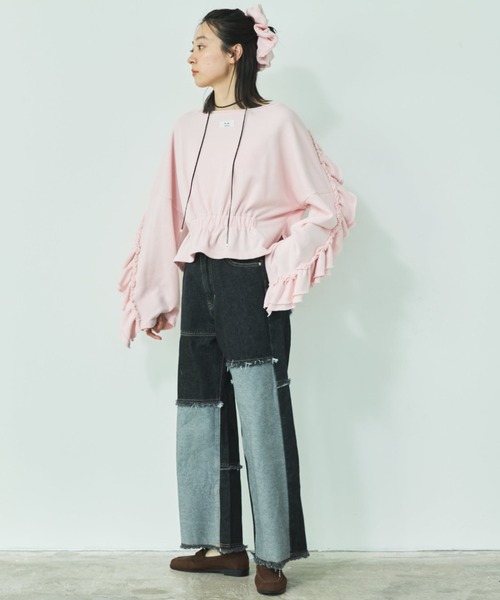 MIRROR STOKE(ミラーストーク)の「【ZOZO限定】FRILL DOLMAN GATHER SWEAT SHIRT/フリルドルマンギャザースウェットシャツ(スウェット・レディース・ネイビー/ピンク/グレー・MEDIUM)」の14枚目の写真