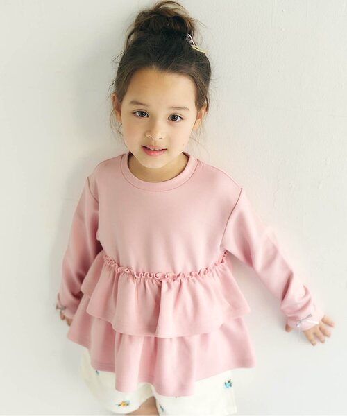 apres les cours（アプレレクール）の「袖リボンティアードペプラムトップス_ジュニア対応（Tシャツ/カットソー・キッズ・その他3/イエロー/ブラック/グレー/ピンク・110/100/90/80/140/130/120）」の5枚目の写真