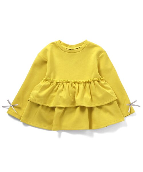 apres les cours（アプレレクール）の「袖リボンティアードペプラムトップス_ジュニア対応（Tシャツ/カットソー・キッズ・その他3/イエロー/ブラック/グレー/ピンク・110/100/90/80/140/130/120）」の4枚目の写真