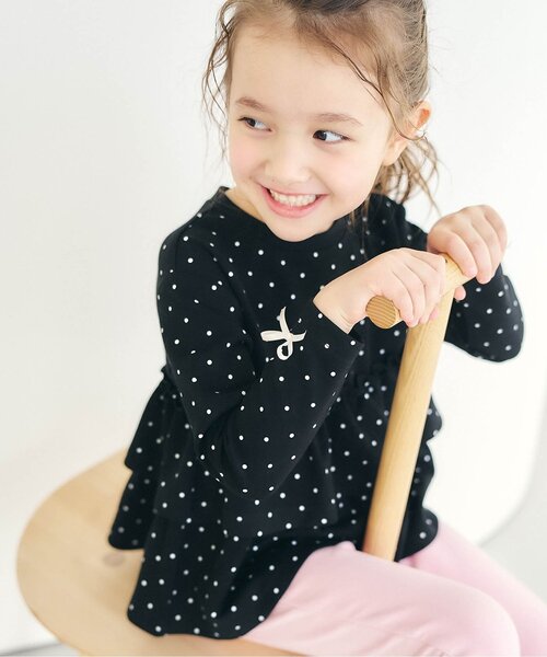 apres les cours（アプレレクール）の「袖リボンティアードペプラムトップス_ジュニア対応（Tシャツ/カットソー・キッズ・その他3/イエロー/ブラック/グレー/ピンク・110/100/90/80/140/130/120）」の7枚目の写真