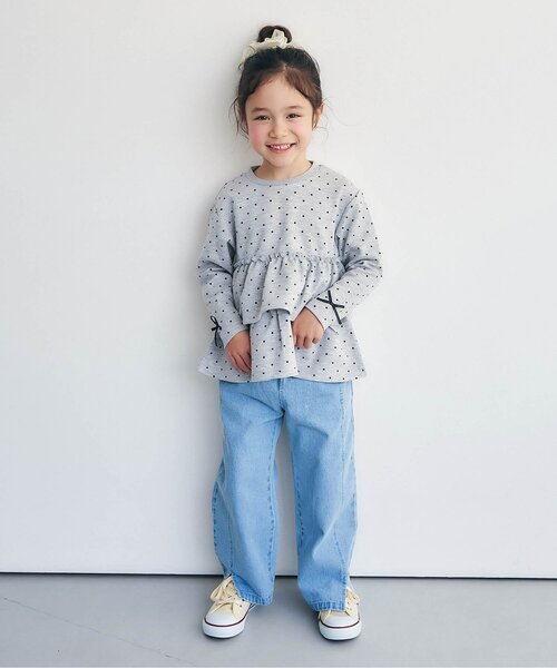 apres les cours（アプレレクール）の「袖リボンティアードペプラムトップス_ジュニア対応（Tシャツ/カットソー・キッズ・その他3/イエロー/ブラック/グレー/ピンク・110/100/90/80/140/130/120）」の10枚目の写真