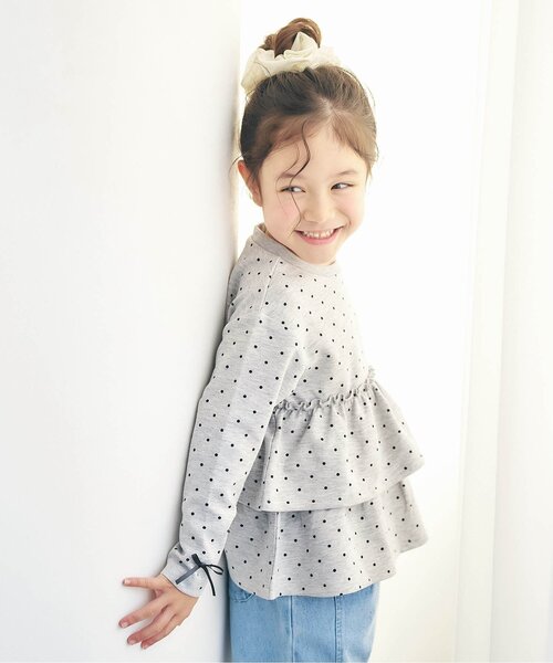 apres les cours（アプレレクール）の「袖リボンティアードペプラムトップス_ジュニア対応（Tシャツ/カットソー・キッズ・その他3/イエロー/ブラック/グレー/ピンク・110/100/90/80/140/130/120）」の13枚目の写真