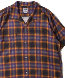 【HOUSTON / ヒューストン】OMBRE CHECK S/S SHIRT / オンブレチェック オープンカラー 半袖シャツ